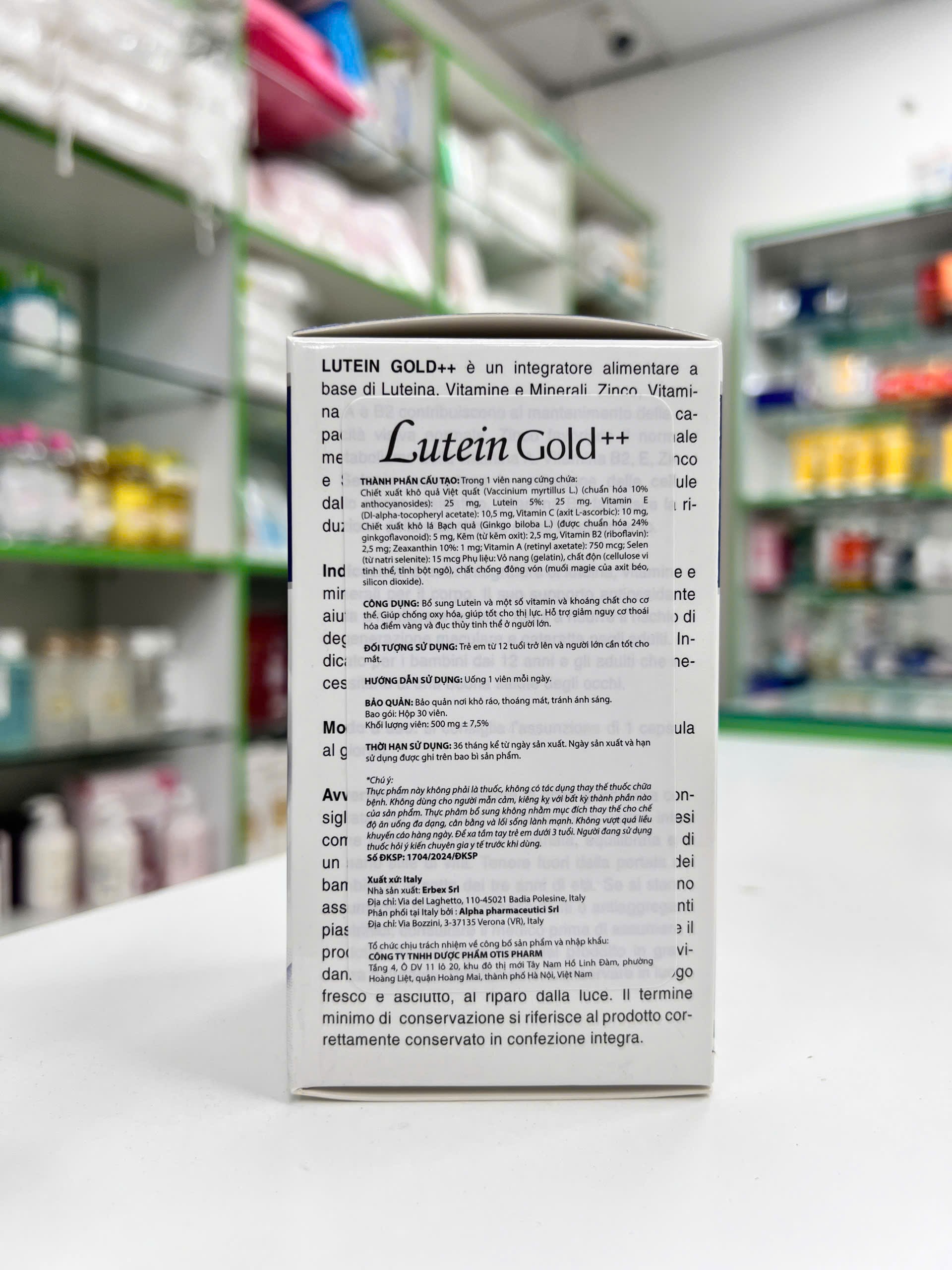 Lutein Gold ++ — mô tả thành phần và thông tin nhãn sản phẩm